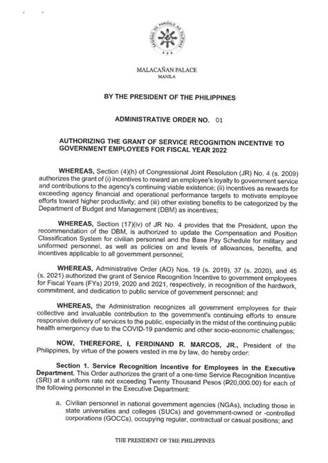 ADMINISTRATIVE ORDER No. 1^ .